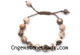 CGB8691 8mm,10mm round brown zebra jasper adjustable macrame bracelets