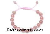 CGB8744 8mm,10mm round strawberry quartz adjustable macrame bracelets