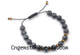 CGB9120 8mm, 10mm black labradorite & rondelle hematite adjustable bracelets