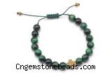 CGB9508 8mm, 10mm green tiger eye & cross hematite adjustable bracelets