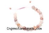 CGB9523 8mm, 10mm pink quartz & cross hematite adjustable bracelets