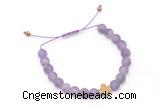 CGB9528 8mm, 10mm matte amethyst & cross hematite adjustable bracelets