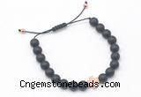 CGB9542 8mm, 10mm matte black agate & cross hematite adjustable bracelets