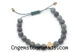 CGB9561 8mm, 10mm matte kambaba jasper & cross hematite adjustable bracelets