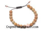 CGB9562 8mm, 10mm matte wooden jasper & cross hematite adjustable bracelets