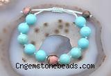 CGB9618 12mm round blue howlite & rhodonite adjustable bracelets