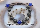 CGB9808 12mm round black labradorite & candy jade adjustable bracelets