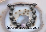 CGB9812 12mm round black labradorite & lavender amethyst adjustable bracelets