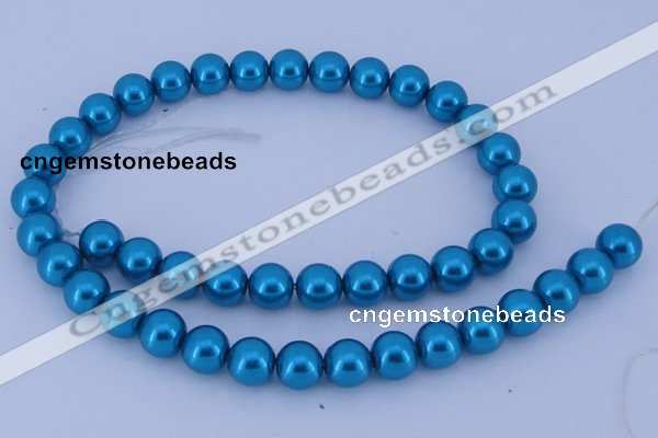 CGL253 10PCS 16 inches 6mm round dyed glass pearl beads wholesale