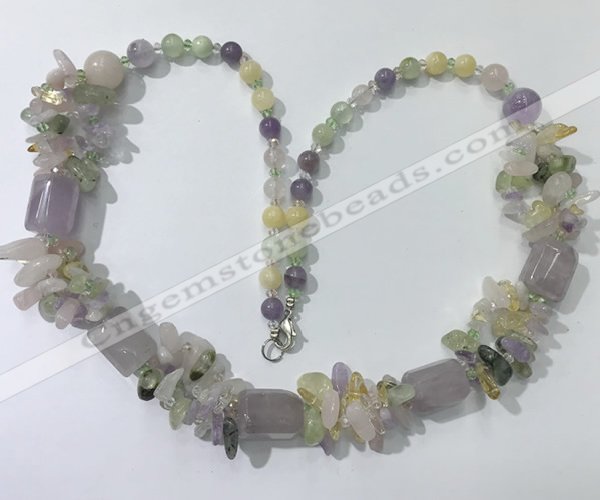 CGN303 27.5 inches chinese crystal & mixed quartz beaded necklaces