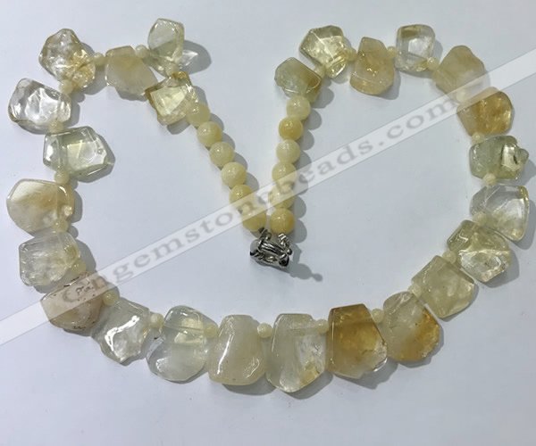 CGN430 20 inches freeform citrine gemstone beaded necklaces