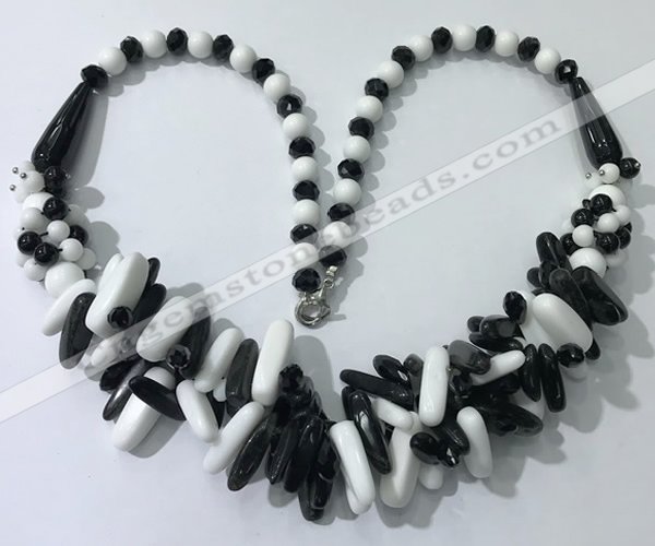 CGN468 22 inches chinese crystal & mixed gemstone beaded necklaces