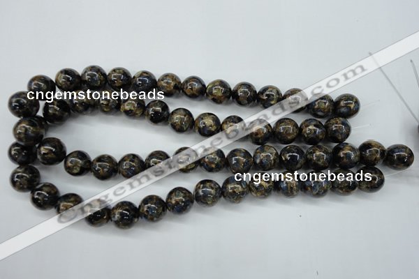 CGO168 15.5 inches 20mm round gold blue color stone beads