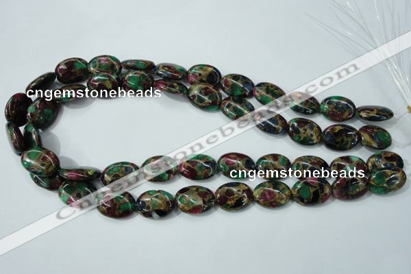 CGO41 15.5 inches 15*20mm oval gold multi-color stone beads