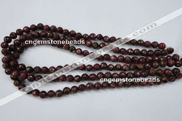 CGO62 15.5 inches 6mm faceted round gold red color stone beads