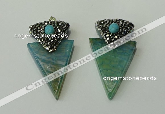 CGP104 30*55mm arrowhead agate gemstone pendants wholesale