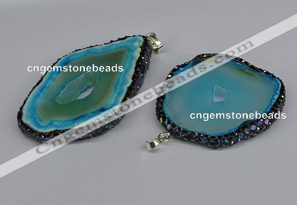 CGP3398 45*50mm - 45*60mm freeform druzy agate pendants