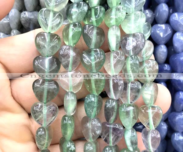 CHG152 15 inches 12mm heart fluorite gemstone beads wholesale