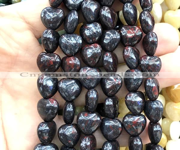 CHG160 15 inches 12mm heart brecciated jasper beads wholesale