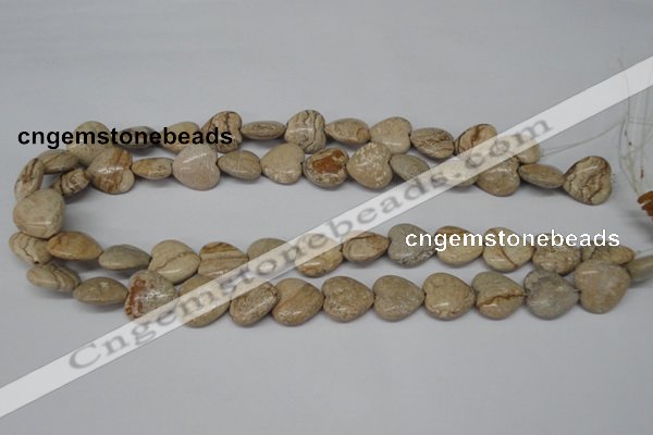 CHG41 15.5 inches 14*14mm heart picture jasper beads wholesale