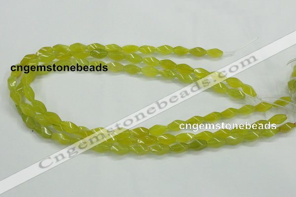 CKA21 15.5 inches 6*12mm twisted rice Korean jade gemstone beads