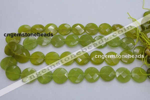 CKA267 15.5 inches 20mm faceted coin Korean jade gemstone beads