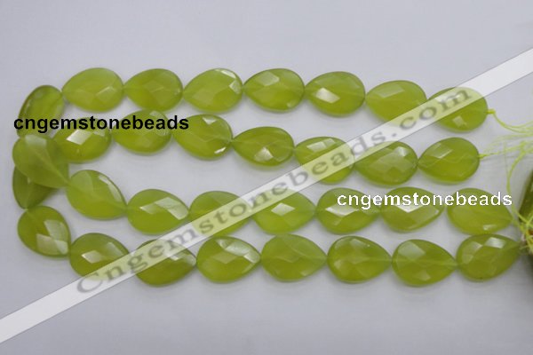 CKA276 15.5 inches 18*25mm faceted flat teardrop Korean jade gemstone beads