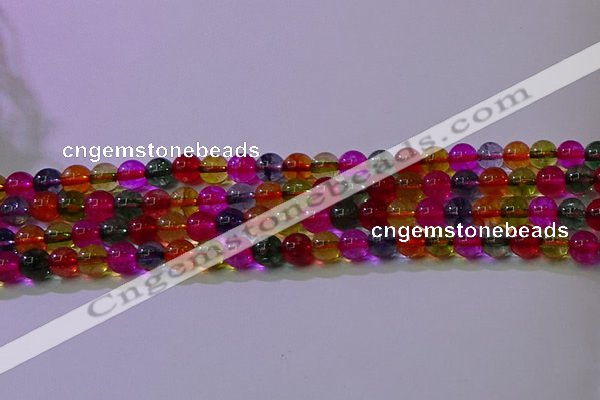 CKQ391 15.5 inches 6mm round dyed crackle quartz beads