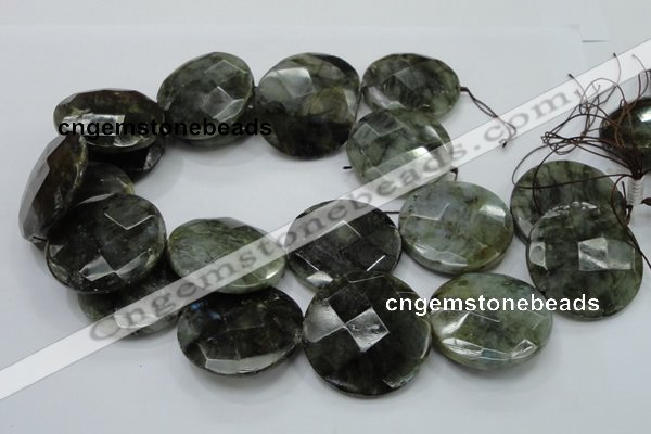 CLB53 15.5 inches 30mm faceted flat round labradorite gemstone beads