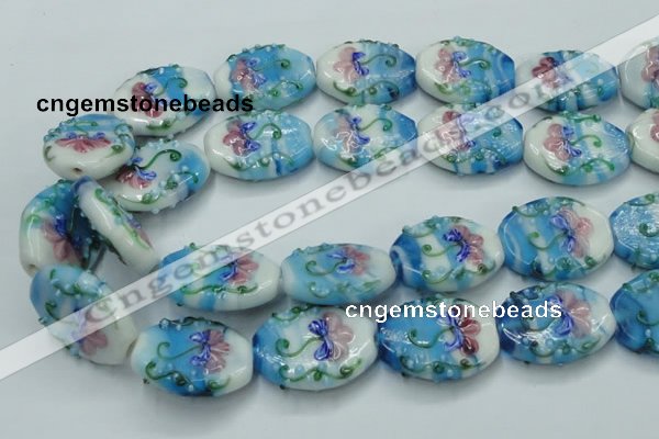 CLG799 15.5 inches 22*28mm oval lampwork glass beads wholesale