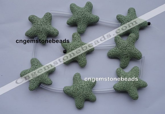 CLV33 16 inches 11*38mm star green natural lava beads wholesale