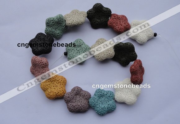 CLV38 15 inches 7*26mm star multicolor natural lava beads wholesale