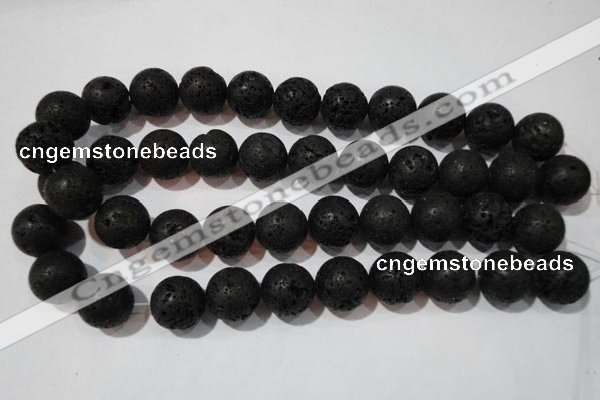 CLV489 15.5 inches 18mm round black lava beads wholesale