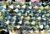 CME461 15 inches 8mm faceted bicone golden & blue tiger eye beads