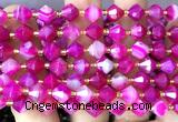 CME463 15 inches 8mm faceted bicone red banded agate beads