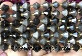 CME467 15 inches 8mm faceted bicone silver obsidian beads