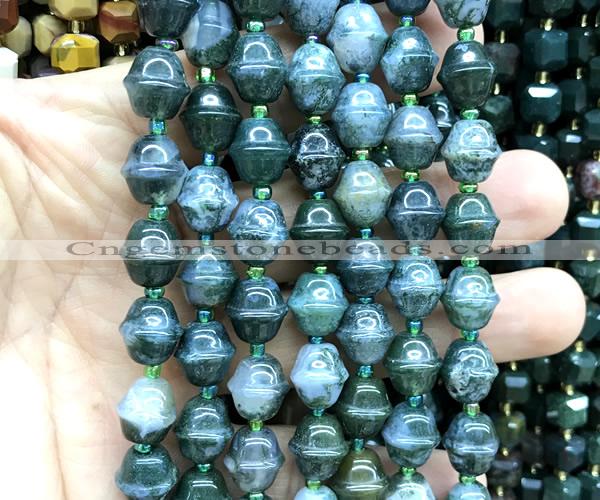 CME623 15 inches 10*11mm bicone moss agate beads wholesale