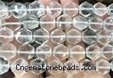 CME750 15 inches 12mm faceted hexagon white crystal beads