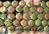 CME758 15 inches 12mm faceted hexagon unakite gemstone beads