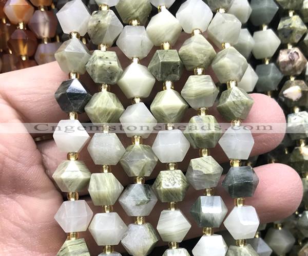 CME808 15 inches 8*10mm faceted bicone seaweed quartz beads