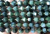 CME824 15 inches 8*10mm faceted bicone moss agate beads