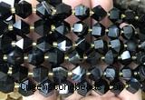 CME837 15 inches 8*10mm faceted bicone black banded agate beads