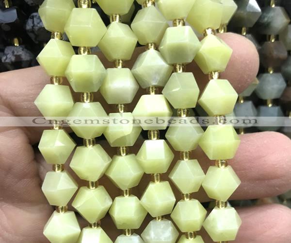 CME841 15 inches 8*10mm faceted bicone lemon jade beads