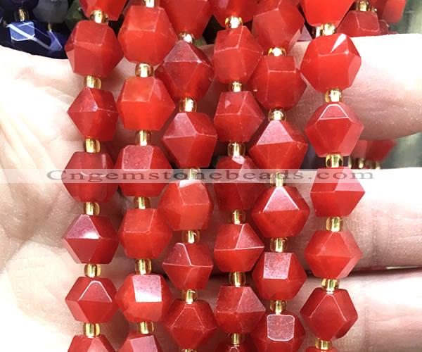 CME845 15 inches 8*10mm faceted bicone red candy jade beads