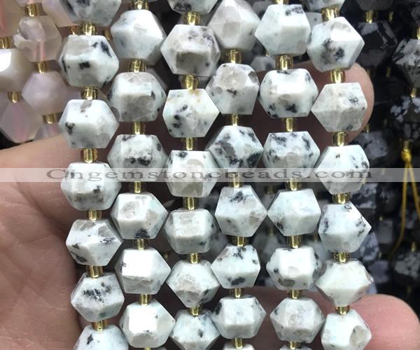 CME853 15 inches 8*10mm faceted bicone sesame jasper beads