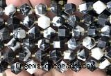 CME867 15 inches 8*10mm faceted bicone black & white jasper beads