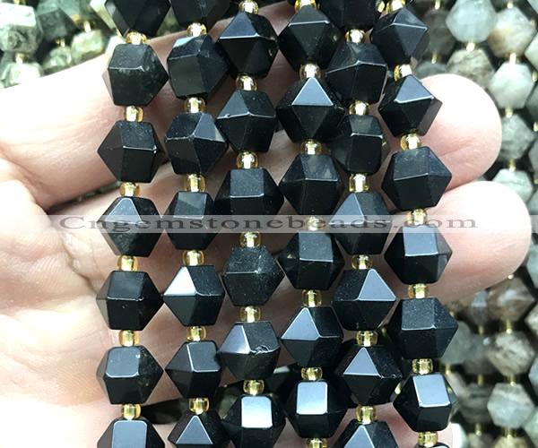 CME871 15 inches 8*10mm faceted bicone black obsidian beads