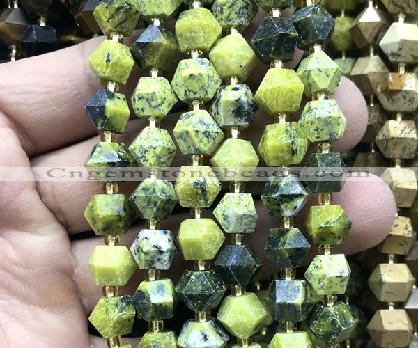 CME886 15 inches 8*10mm faceted bicone yellow turquoise beads