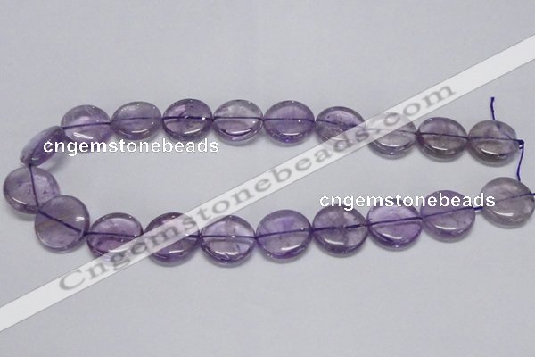 CNA825 15.5 inches 20mm flat round natural light amethyst beads