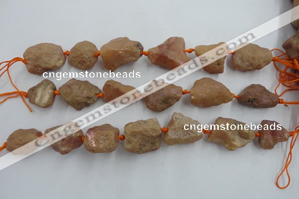 CNG1831 8 inches 15*20mm - 20*25mm nuggets plated red agate beads